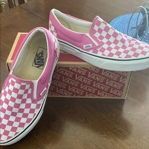 Vans Pink Checkered Slip-On Sneakers